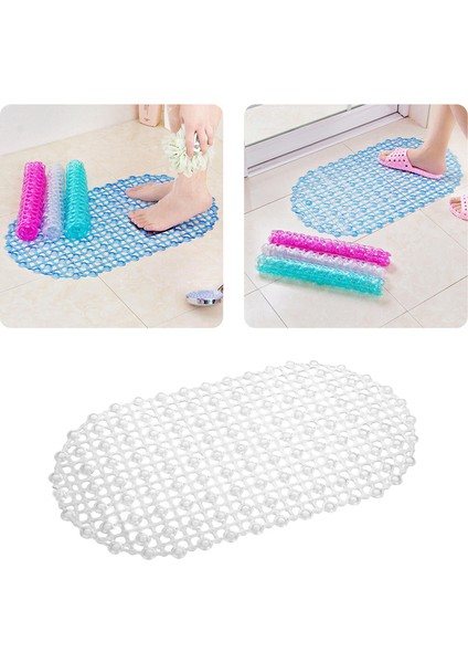 Beyaz 67X37 cm Mat Küvet Banyo Paspas Pvc Küçük Küvet Emniyet Duşu Kaymaz Banyo Paspasları Vantuzlu Zemin Mat (Yurt Dışından)