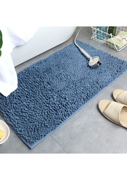 Duman Mavisi 60X90 cm Düz Renk Banyo Paspas Banyo Halıları Şönil Su Emme Küvet Lavabo Zemin Mat Kaymaz Tuvalet Halısı Peluş Ayak Mat (Yurt Dışından)