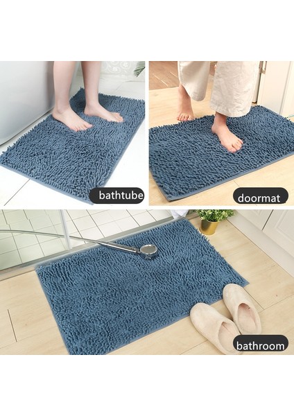 Duman Mavisi 60X90 cm Düz Renk Banyo Paspas Banyo Halıları Şönil Su Emme Küvet Lavabo Zemin Mat Kaymaz Tuvalet Halısı Peluş Ayak Mat (Yurt Dışından) indirimleri