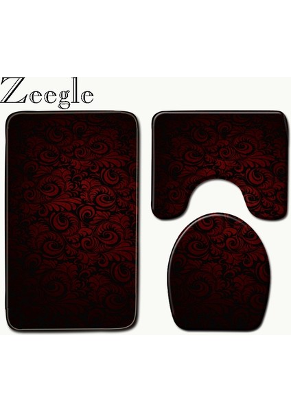 122194 50 x 80 cm Zeegle 3 Adet Banyo Paspas Seti Banyo Geometrik Desen Tuvalet Halısı Kaymaz Duş Mat Ayaklı Duş Halısı Klozet Kapağı Mat (Yurt Dışından) modelleri