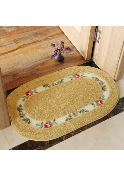 Altın 40X60 cm Oval Şekil Banyo Paspas Çiçek Tarzı Banyo Halıları Uzun Boy Yatak Odası Balkon Zemin Halıları Küvet Yan Paspas Tuvalet 45*120 cm (Yurt Dışından)
