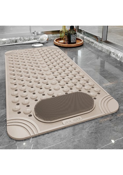 Bej 36 cm x 70 cm Banyo Kaymaz Ped Tuvalet Duş Odası Içi Boş Duş Mat Su Geçirmez Ayak Masajı Halı Çok Fonksiyonlu Yumuşak Kauçuk Banyo Paspası (Yurt Dışından)