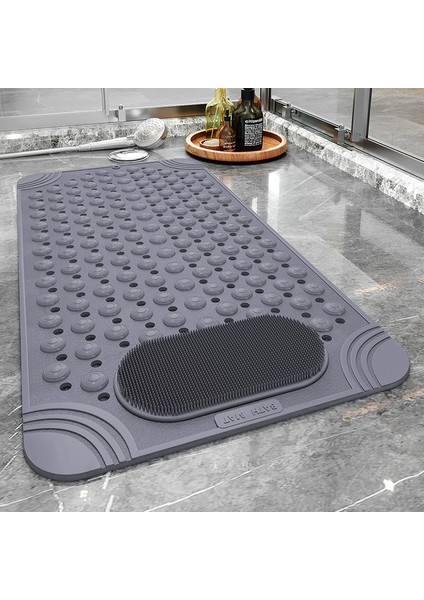 Gri 36 cm x 70 cm Banyo Kaymaz Ped Tuvalet Duş Odası Içi Boş Duş Mat Su Geçirmez Ayak Masajı Halı Çok Fonksiyonlu Yumuşak Kauçuk Banyo Paspası (Yurt Dışından)