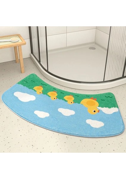 Renk 2 Yaklaşık 40X80 cm Sevimli Karikatür Baskı Desen Banyo Kaymaz Ayak Pedleri Sektör Şekli Uzun Peluş Tuvalet Odası Emici Zemin Mat Ev Dekorasyon (Yurt Dışından)
