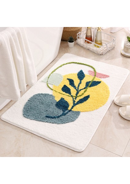 Siye-4 40X60CM Inyahome Banyo Halıları Renkli Soyut Yapraklar Banyo Paspas Kaymaz Su Emici Boho Banyo Halısı Yumuşak Mikrofiber Paspaslar (Yurt Dışından)