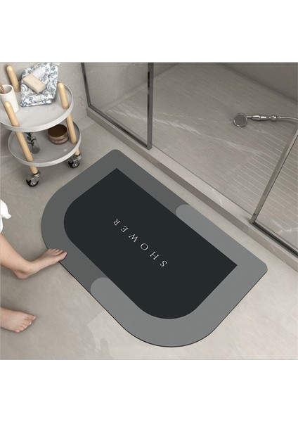 Yuvarlak 01 50CMX80CM Süper Emici Zemin Banyo Duş Matı Çabuk Kuruyan Banyo Halısı ve Mat Seti Kapı Tuvalet Halısı Kaymaz Mutfak Ev Yağ Geçirmez (Yurt Dışından)