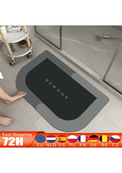 Yuvarlak 01 50CMX80CM Süper Emici Zemin Banyo Duş Matı Çabuk Kuruyan Banyo Halısı ve Mat Seti Kapı Tuvalet Halısı Kaymaz Mutfak Ev Yağ Geçirmez (Yurt Dışından)