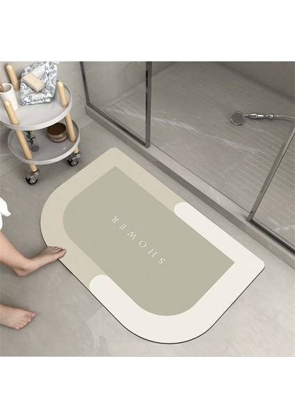 Yuvarlak 01 50CMX80CM Süper Emici Zemin Banyo Duş Matı Çabuk Kuruyan Banyo Halısı ve Mat Seti Kapı Tuvalet Halısı Kaymaz Mutfak Ev Yağ Geçirmez (Yurt Dışından)