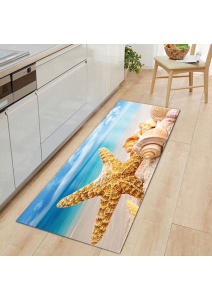 HZ154--DD 45X75CM-17.7X29.5IN 3D Plaj Kabuk Halıları Ev Banyo Kaymaz Kapı Paspasları Halı Kabuklu Denizyıldızı Paspas Oturma Odası Zemin Ayak Pedi Mutfak Mat (Yurt Dışından)