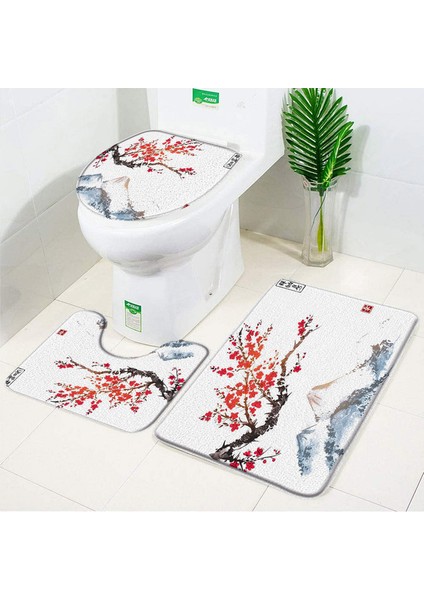 3717XJ-3 Adet Paspaslar 400MMX600MM Sakura Çiçek Koi Banyo Paspas Seti Bitki Yaprakları Kaymaz Banyo Halıları ve Mat Halılar Tuvalet Kapağı Kapağı Banyo Aksesuarları Setleri (Yurt Dışından)