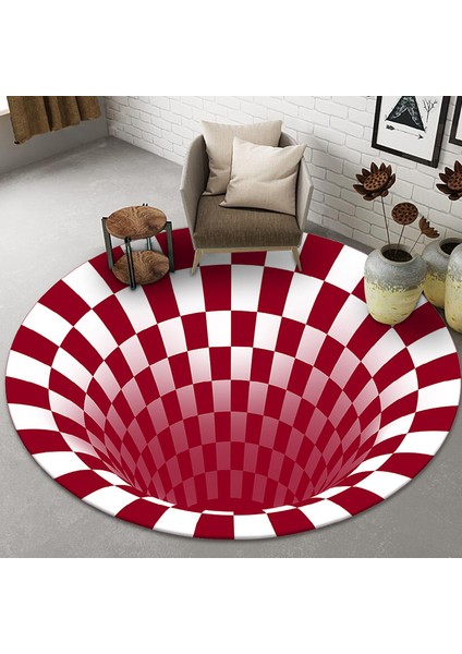 Yeşil 1200 mm x 1200 mm Yowoo 2022 Yeni Siyah ve Beyaz Stereo Görüş Yuvarlak Halı Oturma Odası Yatak Odası Sehpa Paspas 3D Yanılsama Tuzağı (Yurt Dışından)
