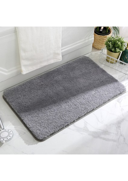 Gri 60X90 cm Ekstra Kalınlaşmak Banyo Banyo Paspas Zemin Halıları Lavabo Tuvalet Küvet Yan Mikrofiber Düz Renk Tuvalet Halıları Büyük Boy (Yurt Dışından)