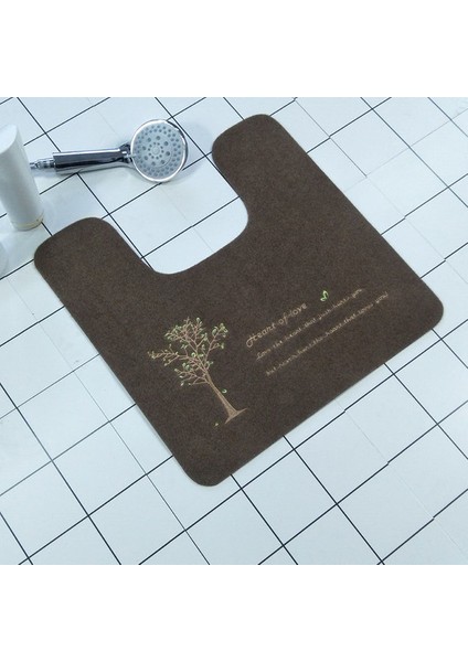 Kahve 3 50X50 cm Kaymaz U Şekilli Tuvalet Halıları Ayak Pedi 50*50 cm Banyo Banyo Paspas Yıkanabilir Tuvalet Halı Wc Mat Duş Odası Zemin Halı Mat 1 Adet (Yurt Dışından)