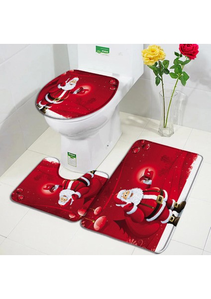 DD-80475J 45X75CM-17.7X29.5IN Noel Banyo Paspas Seti Kırmızı Çiftlik Kamyonu Noel Ağacı Sedir Kış Orman Manzarası Yeni Yıl Halı Banyo Dekor Halı Tuvalet Kapağı Mat (Yurt Dışından)
