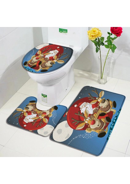 DD-80475J 45X75CM-17.7X29.5IN Noel Banyo Paspas Seti Kırmızı Çiftlik Kamyonu Noel Ağacı Sedir Kış Orman Manzarası Yeni Yıl Halı Banyo Dekor Halı Tuvalet Kapağı Mat (Yurt Dışından)