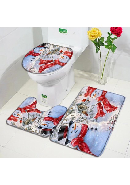 DD-80475J 45X75CM-17.7X29.5IN Noel Banyo Paspas Seti Kırmızı Çiftlik Kamyonu Noel Ağacı Sedir Kış Orman Manzarası Yeni Yıl Halı Banyo Dekor Halı Tuvalet Kapağı Mat (Yurt Dışından)