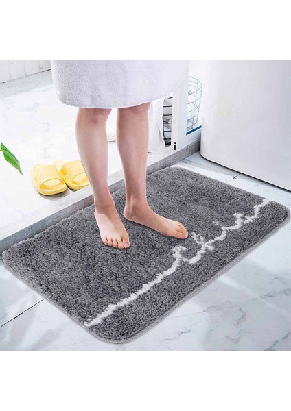Yeşil 50X80 cm Yumuşak Kaymaz Banyo Paspas Banyo Kalınlaşmak Emici Mikrofiber Shaggy Mat Duş Odası Halı Tuvalet Zemin Banyo Paspas (Yurt Dışından)