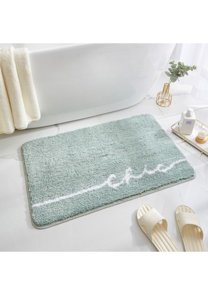 Yeşil 50X80 cm Yumuşak Kaymaz Banyo Paspas Banyo Kalınlaşmak Emici Mikrofiber Shaggy Mat Duş Odası Halı Tuvalet Zemin Banyo Paspas (Yurt Dışından)