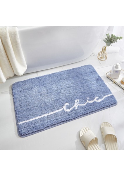 Yeşil 50X80 cm Yumuşak Kaymaz Banyo Paspas Banyo Kalınlaşmak Emici Mikrofiber Shaggy Mat Duş Odası Halı Tuvalet Zemin Banyo Paspas (Yurt Dışından)