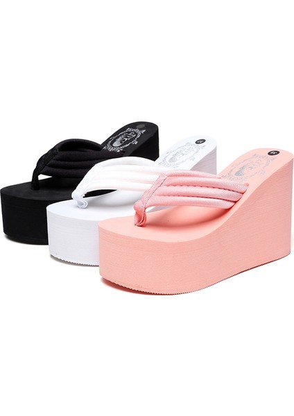 Pembe Fiyonk 11CM 40 (Taban 25CM) Yaz Yeni Kore Tarzı Moda 11 cm Süper Yüksek Topuklu Takozlar Platformu Kesme Kadın Parmak Arası Terlik Bayanlar Plaj Terlik (Yurt Dışından)