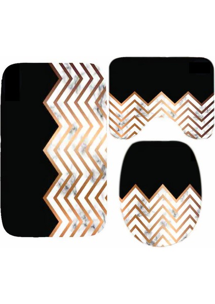K 50X80CM 3 Adet Siyah Beyaz Suni Mermer Banyo Paspas Seti Iskandinav Gül Altın Mermer Banyo Paspas Tuvalet Halısı Halı Zemin Giriş Duş Odası Paspas (Yurt Dışından)