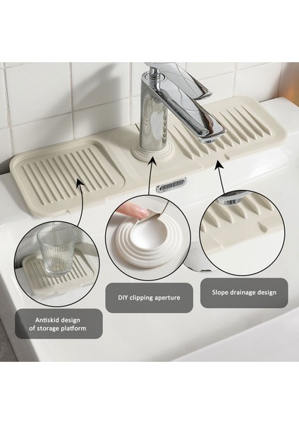 Kremsi Beyaz 37X14 cm Mutfak Musluk Emici Mat Silikon Lavabo Sıçrama Koruması Su Tahliye Pedi Tezgah Koruyucu Masa Minderi Yer Mat Dropship (Yurt Dışından) modelleri