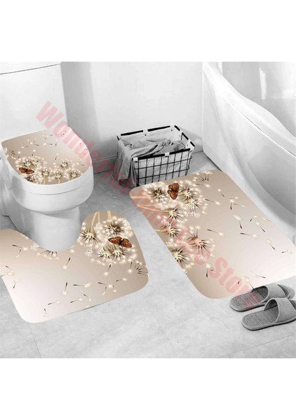 YM210312 Resimde Gösterildiği Gibi Lüks Gül Baskı 3 Parça Set Iki Kuğu Avrupa Tarzı Banyo Paspasları Kaymaz Banyo Paspas Seti Yıkanabilir Tuvalet Halıları Halı Ev Dekor (Yurt Dışından)