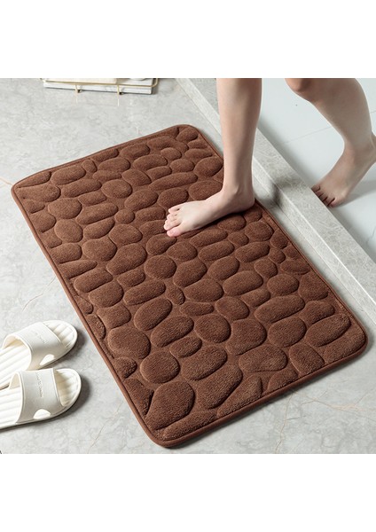 Kahve 600 mm x 900 mm Çakıl Kabartmalı Paspas Halı Paspas Banyo Basit Rüzgar Emici Ayak Mat Banyo Kaymaz Mat (Yurt Dışından)
