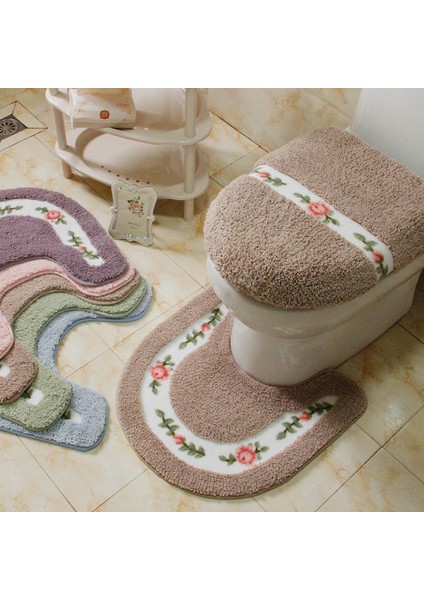 1 Adet Oval Deve Halı 50X50CM Pastoral Stil Tuvalet Halısı Çiçek Desenli Banyo Paspas Seti U Şekli Tuvalet Halıları Zemin Dekor Banyo Paspas Seti Fiber Tuvalet Kapağı Kapağı (Yurt Dışından) fiyatları