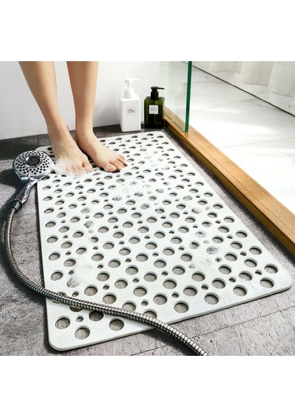 4 Beyaz 43X75CM Su Geçirmez Kaymaz Duş Banyo Paspas Toksik Olmayan Tatsız Tpe Yumuşak Banyo Paspasları Ev Kaymaz Büyük Hidrofobik Ped Içi Boş (Yurt Dışından)