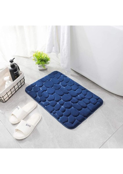 Mavi 600 mm x 900 mm Arnavut Kaldırımı Kabartmalı Banyo Banyo Paspas Kaymaz Halılar Lavabo Küvet Yan Kat Halı Duş Odası Paspas Hafızalı Köpük Ped (Yurt Dışından) fırsatları