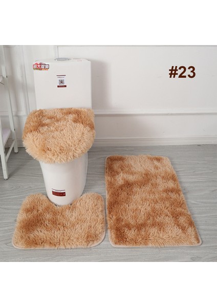 23 3 Adet/takım Peluş Banyo Paspas Kapağı Kaymaz Halı Tuvalet Kapağı Yastık Yumuşak Duş Odası Kaymaz Mat Aşınmaya Dayanıklı Kilim (Yurt Dışından)