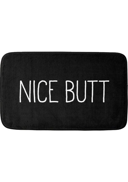 Özel 60 x 40 cm 24'' x 16'' Nice Butt Siyah Kaymaz Tabanlı Banyo Paspası Emici Süper Rahat Flanel Banyo Halısı Halı 60 x 40 cm (Yurt Dışından)