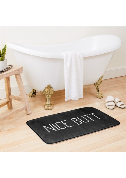 Özel 60 x 40 cm 24'' x 16'' Nice Butt Siyah Kaymaz Tabanlı Banyo Paspası Emici Süper Rahat Flanel Banyo Halısı Halı 60 x 40 cm (Yurt Dışından) indirimleri