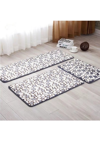 Gri 40X60 50X80 40X120CM Kalınlaşmak Banyo Banyo Paspasları Halı Seti Taşlar Baskılı Tuvalet Zemin Halı Paspas Duş Odası Küvet Yan Kaymaz 3 Boyutları (Yurt Dışından) fiyatları