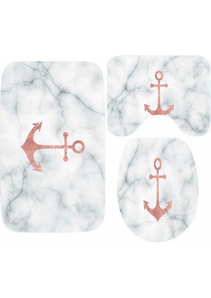 G 50X80CM 3 Adet Siyah Beyaz Suni Mermer Banyo Paspas Seti Iskandinav Gül Altın Mermer Banyo Paspası Tuvalet Halısı Halı Zemin Giriş Duş Odası Paspas (Yurt Dışından)