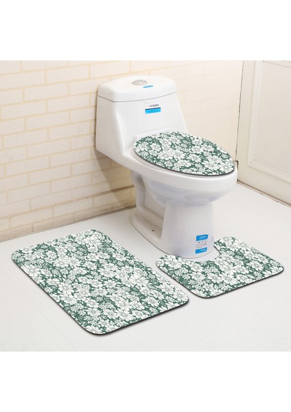 Çiçek 04 3 Adet Zeegle Çiçek Baskılı 3 Adet/takım Tuvalet Banyo Paspaslar Için Kaymaz Paspaslar Banyo Emici Banyo Halısı Için Flanel Halı (Yurt Dışından)