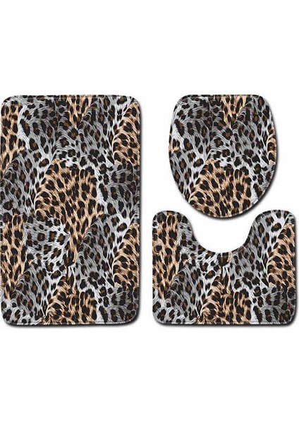 No-11 50X80 cm 3 Adet Leopar Hayvan Banyo Paspas Seti Zebra Çizgili Banyo Duş Banyo Paspas Tuvalet Çıtası Banyo Halı Kilim Ev Dekorasyon (Yurt Dışından)