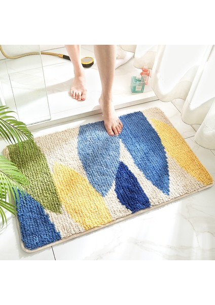 06 50X80CM Honlaker Yeşil Yapraklar Akın Banyo Paspas Kaymaz Emici Mikrofiber Banyo Halısı Ev Giriş Kapı Mat Süper Yumuşak Banyo Halısı (Yurt Dışından)