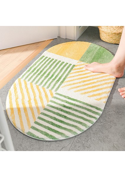 Oval-Mavi 60X90CM Çizgili Banyo Paspasları Dikdörtgen Su Emici Zemin Halısı Kaymaz Duş Mat Tuvalet Kapı Giriş Paspası Banyo Dekorasyonu (Yurt Dışından) modelleri