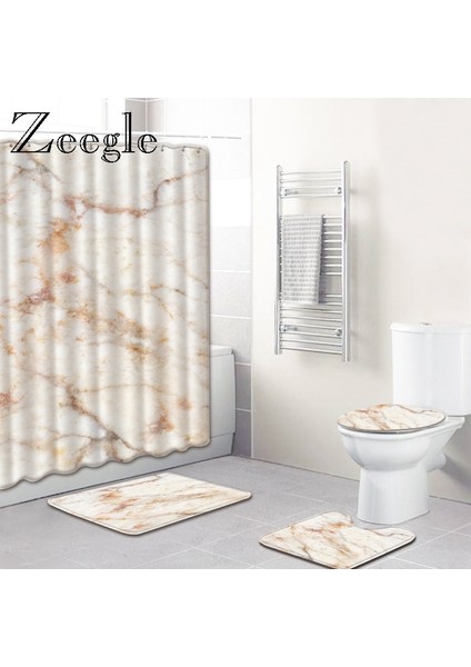 17 Küçük Boyutlu Zeegle Mermer Desen Banyo Paspası Duş Perdesi Seti Kaymaz Ayaklı Halı Kapak Tuvalet Kapağı Banyo Paspası Duş Perdesi ile (Yurt Dışından) modelleri