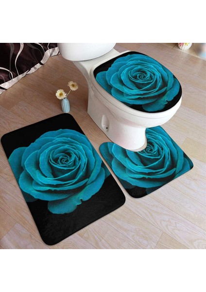 3851XJ-3PCS Set 450MMX750MM Mavi Deniz Mavisi Gül Çiçek Çiçek Banyo Paspas Seti Ev Gri Kelebek Kapak Su Damlacık Turkuaz Desen Sevgililer Hediye Tuvalet Dekor (Yurt Dışından) fiyatları
