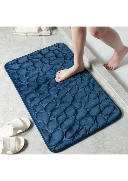 Lacivert 400 mm x 600 mm Çakıl Kabartmalı Paspas Halı Paspas Banyo Basit Rüzgar Emici Ayak Mat Banyo Kaymaz Mat (Yurt Dışından)