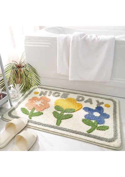 O 50X80CM Yeşil Yapraklar Akın Banyo Paspas Kaymaz Emici Mikrofiber Banyo Halısı Ev Giriş Kapı Mat Süper Yumuşak Banyo Halısı Tapijt (Yurt Dışından)