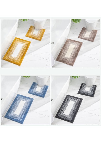 Dikdörtgen Sarı Degrade Renk Banyo Paspas Modern Anti-Skid Tuvalet Halıları Set Dikdörtgen U Şekli Paspas Banyo Kaputları Mikrofiber 50X80 50X50CM (Yurt Dışından)
