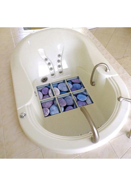 Çakıl Kahverengi Kaymaz Küvet Çıkartmaları Küvet Dövmeler Aplikler Küvet Çıkartmaları Basamakları Banyo Dekorasyonu 3D Baskı (6 Adet Set) (Yurt Dışından)