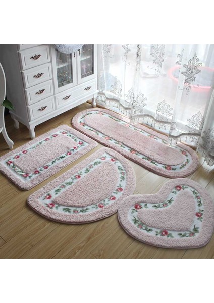 Kalp Mavi 45X50CM Romantik Çiçek Banyo Kaymaz Halı Süper Yumuşak Ped Oturma Odası Yatak Odası Paspas Kalp Şekli Dikdörtgen Halı Tuvalet Paspasları Pedi (Yurt Dışından) indirimleri