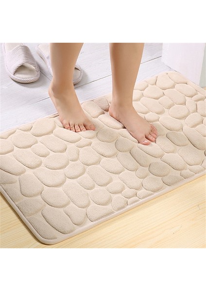 Beyaz 400 mm x 600 mm Arnavut Kaldırımı Kabartmalı Ev Banyo Paspas Banyo Halı Su Emme Kaymaz Bellek Köpük Emici Yıkanabilir Halı Tuvalet Zemin Mat (Yurt Dışından) indirimleri