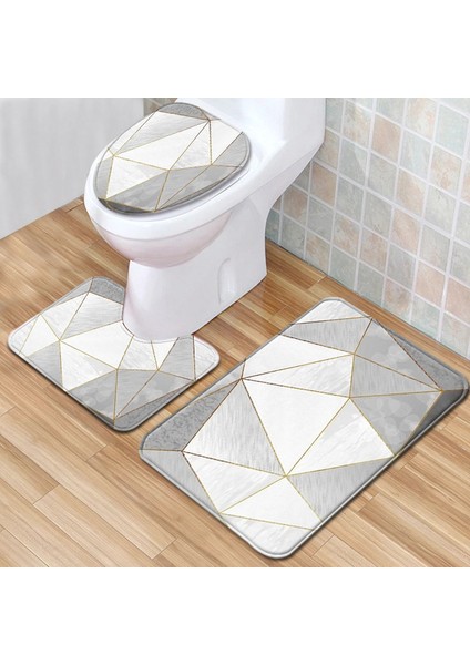 A A-45X75CM 3 Adet Banyo Paspas Seti Çevre Dostu Kaymaz Emici Banyo Halı Kilim Tuvalet Paspas Mermer Doku Ev Dekorasyon Kapı Ayak Pedi (Yurt Dışından)