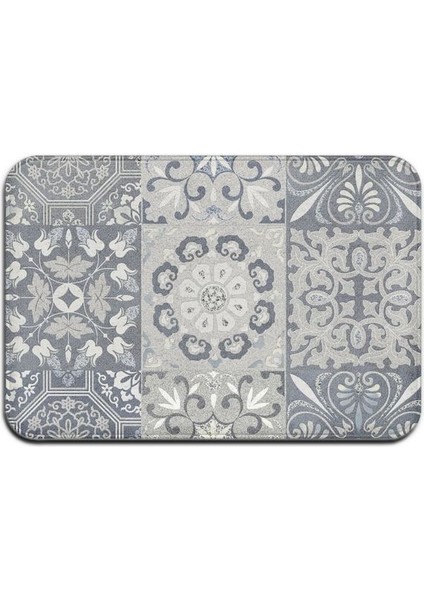 BJW-4060-211021(85) 500MMX800MM Gri Bohem Mandala Çiçek Halı Polyester Halı Kaymaz Zemin Mat Paspas Yatak Odası Mutfak Kapı Banyo Dekorasyonu Için (Yurt Dışından)